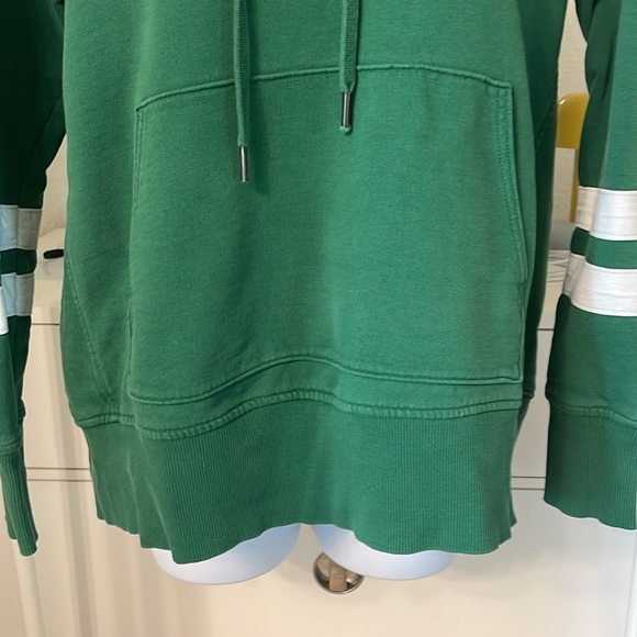 MTWTFSS WEEKDAY green Lynn Hoodie Stripe sweatshirt XS preowned - Picture 3 of 7